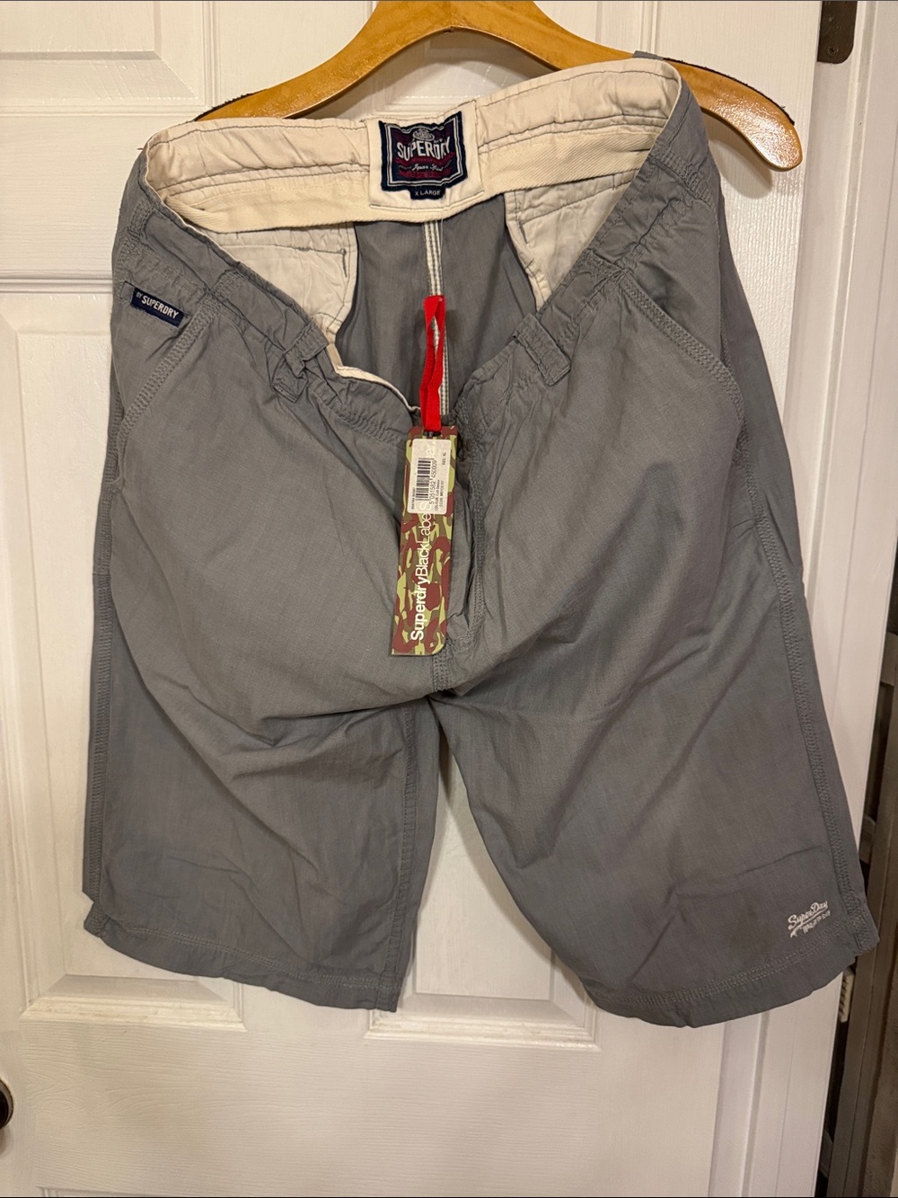 Superdry Men's Light Gray Flat Front Cotton Shorts